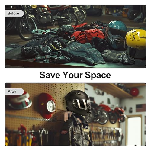 JAGASOL Motorcycle Helmet Holder Wall Mount, Heavy-Duty Tactical Helmet Accessories, Versatile Wall Rack for Motorcycle and Football Gear Storage, Space-Saving Design