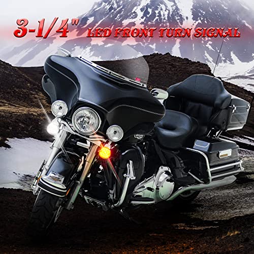 REALOVE 3-1/4 Inch Front Led Turn Signal 1157 Double Base Amber Lamp Compatible with aley Motorcycle Road Glide Road King Softail Ultra Classic Ultra Limited Electra Glide