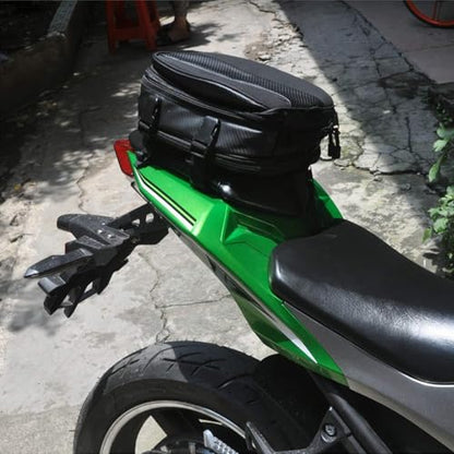 E-riding Motorcycle Tail Bag, Motorbike Saddlebags, Waterproof Rear Seat Bike Backpack, Multifunctional Luggage Suitcase, PU Leather Sport Bags, 15 L (Black)