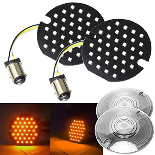 Eagle Lights 3.25 3-1/4 Inch Flat Style Front LED Turn Signals Compatible With Harley Davidson Motorcycles (Add Clear Lenses) - size: Horizon Beam Front Yellow with Clear Lenses
