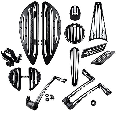 Front Rear Floorboards Footpeg Mount Brake Arm Kits Heel Toe Shift Levers Shifter Pegs Dash Accessory Pack Ignition Fuel Door Saddlebag Latch Cover Frame Grille Compatible with 09-13 Harley Touring