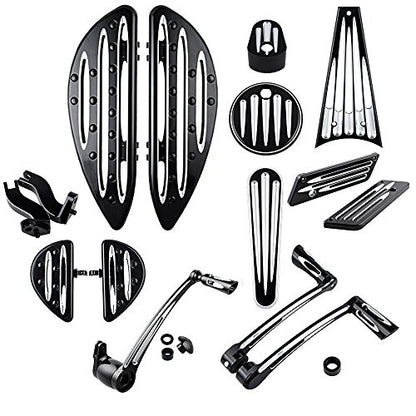 Front Rear Floorboards Footpeg Mount Brake Arm Kits Heel Toe Shift Levers Shifter Pegs Dash Accessory Pack Ignition Fuel Door Saddlebag Latch Cover Frame Grille Compatible with 09-13 Harley Touring