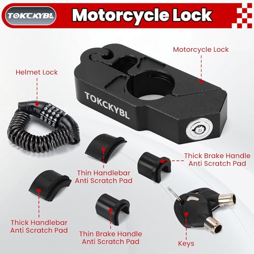 Motorcycle Lock, Heavy Duty Anti Theft Helmet, Brake and Handlebar Lock, Universal for Motorcycles, ATVs, Dirt Bikes, Mopeds, Scooters, Black - color: Black
