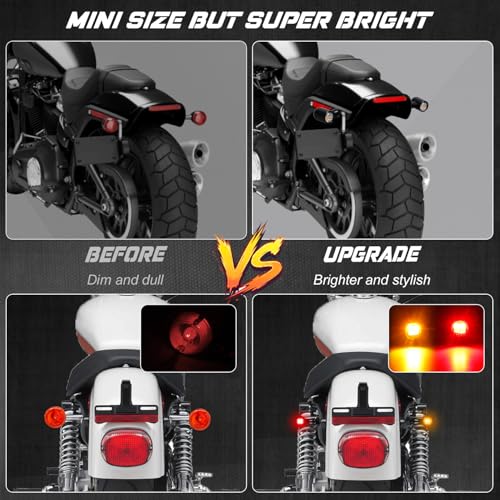 NTHREEAUTO Motorcycle LED Turn Signal Light, Universal Rear Turn Signals Mini Size Brake Tail Light Blinkers Compatible with Harley Honda Kawasaki Suzuki Triumph Yamaha