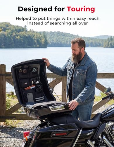 KEMIMOTO Upgraded Quick Release Organizer for Tour Pack Lid Compatible with Road Glide Road King Street Glide Touring Model Organizer Bag 1993-2013