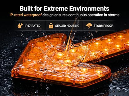 CFLMYYXGS 12V-24V 640 LED Universal Waterproof Vehicle Arrow Pilot Signal Light Watering Cart Sweeper Work Car Construction Vehicle LED Pilot Light Wrecker Indicator Light bar(Amber-Case-Amber) - color: Amber-Case-Amber LED