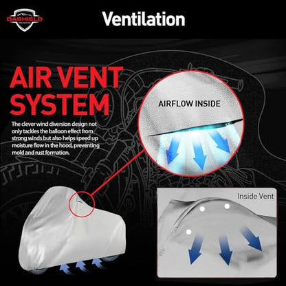 Lightweight Motorcycle Cover with Air Vents, All Season Water Resistant, Dust, UV Protection, Universal Indoor/Outdoor Scooter Cover (XL) - size: XL