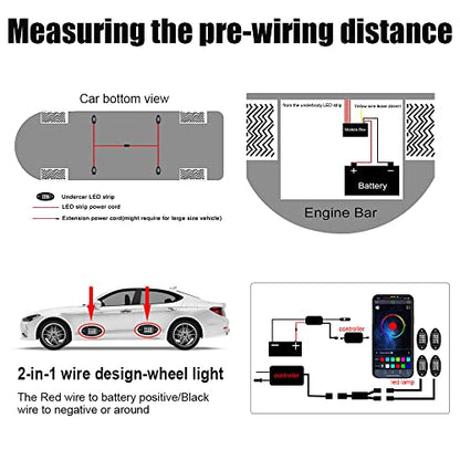 4 Pods Rock Lights for Trucks, RGB APP Control Music Mode Multilcolor Waterproof High Bright LED UTV ATV RZR Underglow kit - size: 4 Pods