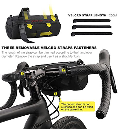Rhinowalk Bike Handlebar Bag, Bicycle Front Bag Shoulder Bag Storage Bag with Shoulder Strap for Road Mountain Bike Cycling Travel - color: Black+Yellow