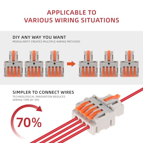 DIANN 10pcs Lever Wire Connectors 1 in 4 Out Circuit Inline Splices Electrical Wire Connector 28-12 AWG Quick Connect Splice Wire Connectors - style: 1 in 4 out