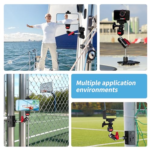 fantaseal 4lbs-Load Strong Magnetic Hinge Phone Action Camera Car Mount Holder Steel Pillars Vlogging Kit w/Adjustable Dual Ball Head Magic Arm for GoPro Insta360 DJI OSMO iPhone Video Recording
