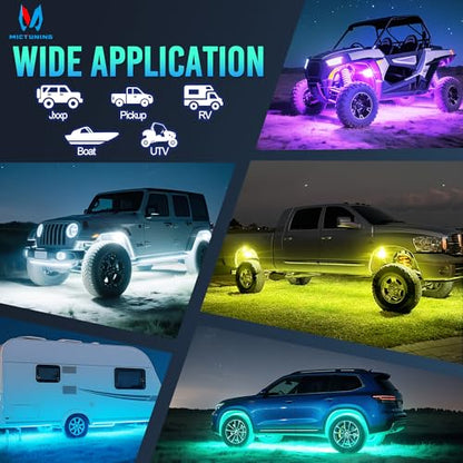MICTUNING C1 16 Pods RGBW LED Rock Lights - Multicolor Underglow Neon Light Kit with Bluetooth Controller, APP Control - size: 16 Pod Lights Kit