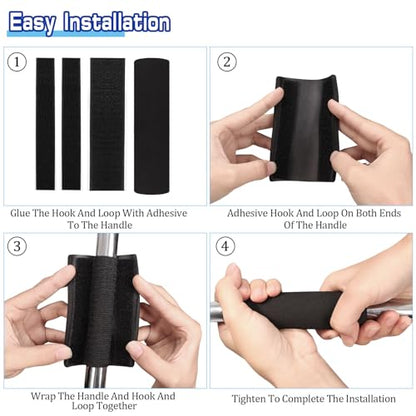 16Pcs Handle Grips Set with Hook Surface and Hairline Backing Strips, Shock Absorption Foam Handle Covers, Comfort Buffer Tube Cover, Bike Grips Wrap for Strollers Home Fitness Equipment