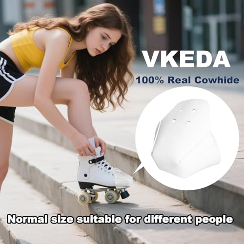 100% Real Cowhide | Toe Cap Guard Protectors | Roller Skate Derby Speed 1 Pair(White) - color: White