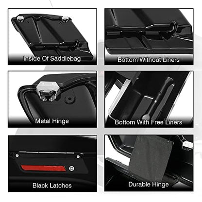 SLMOTO Saddle Bags 5" Stretched Saddlebags &Rear Fender Fit For Harley CVO Touring FLT FLHT FLHTCU FLHRC Road King Road Glide Street Glide Electra Glide Ultra-Classic Softail Dyna Sportster 09-13 - color: Saddlebags + Clear Fender Lens