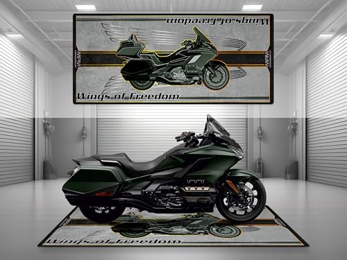 MPM Motorcycle Mat for Goldwing - Washable Non - Slip Oil & Water Resistant Parking Pitmat for Garage, Showroom, Workshop Use (Green, Size 1: 86.6 x 39.4/220 x 100 cm) - color: Green, size: Size 1: 86.6 x 39.4 "/ 220 x 100 cm
