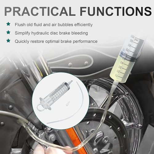 MoKitDora Brake-Clutch Fluid Bleeder Kit Hydraulic Disc Brake Bleed Tool 100ML Hose Universal Oil Fluid Extractor for Harley Motorcycles Cars Trucks Scooters Quads Repair Maintenance