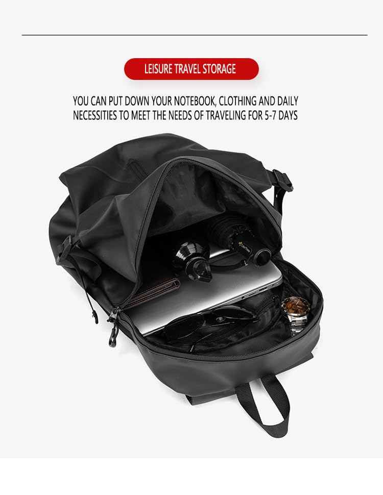 Motorcycle Backpack, Expandable Waterproof Helmet Bag, Reflective Riding Daypack (Black) - color: Black