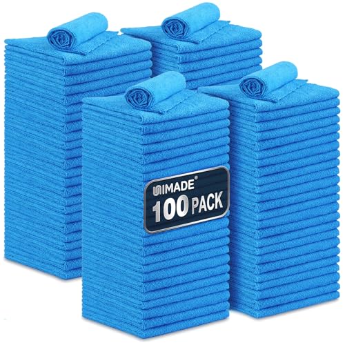 UNIMADE Shop Towels, 100 Pack Commercial Grade Work Rags Microfiber Towels for Cars Cleaning Rags Bulk Detailing Cloth for Automotive Bar Mechanic Restaurant Garage Housekeeping, 11.5"x 11.5", Blue - color: Blue, size: 100pk