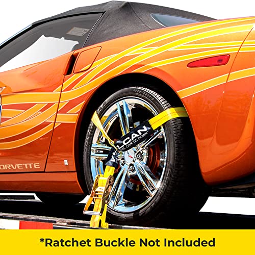 VULCAN Wheel Dolly Tire Harness with Universal O-Ring - 2 Inch x 96 Inch - 4 Pack - Classic Yellow - 3,300 Pound Safe Working Load - Straps Only - Ratchets Sold Separately - color: Classic Yellow