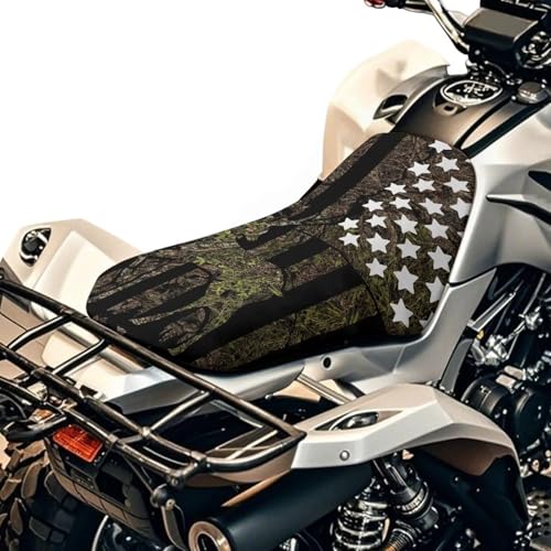 SEANATIVE Camo Forest Deer ATV Seat Cover Waterproof Non-Slip Universal Four Wheeler Seat Cover Motorcycle Passenger Seat Cushion Breathable Padded Protector - color: Camo Forest Deer