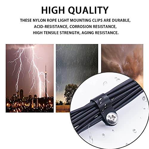 mankk 100PCS 3/8 Inch Rope Light Clips P-Style Mounting Clips Plastic Cable Clamps with Compatible Stainless Steel Pan Head Phillips Screws for Wire Management M-032-BK-LS - size: 100 Pack 3/8Inch