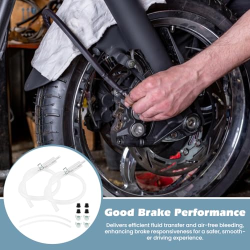 Universal Brake Fluid Bleeder Kit – Brake Bleeder Hose with One-Way Check Valve | Fits Car, Motorcycle & Clutch Hydraulic Systems | Soft Tube + 2 Metal Clips Included