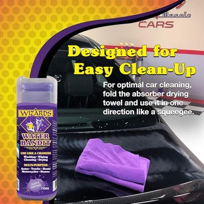 Wizards Water Bandit - Chamois Drying Towel for Car Detailing - Absorbent & Scratch-Free Wash & Dry - Ideal for Autos, Boats, Trucks & Motorcycles - Shammy Towel for Detail and Cleaning - 21" x 17"