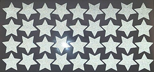 LiteMark Reflective White 1 Inch Stars Sticker Decals for Helmets, Bicycles, Strollers, Wheelchairs and More - Pack of 36 - color: White