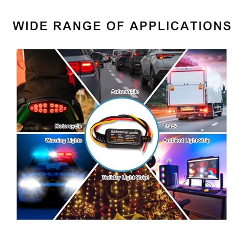 4pcs LED Flash Strobe Controller, 80W Universal DC9‑26V 16 Strobe Modes Brake Light Flasher Brake Light Strobe Module, Car Flasher Module for Motorcycles Cars Trucks for Brake Light Tail Stop Light