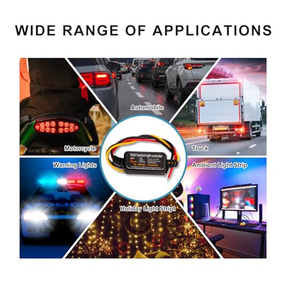 4pcs LED Flash Strobe Controller, 80W Universal DC9‑26V 16 Strobe Modes Brake Light Flasher Brake Light Strobe Module, Car Flasher Module for Motorcycles Cars Trucks for Brake Light Tail Stop Light