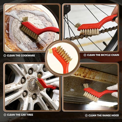 6 Pieces Wire Brushes Set, Nylon/Brass/Stainless Steel Bristles for Cleaning Welding Slag and Rust,Scratch Brush with Mini Head & Hanging Hole for Everyday Cleaning (12, Combo Pack) - color: combo pack