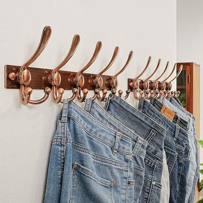 Dseap Coat Rack Wall Mount, Heavy Duty 12-Gauge Base vs Flimsy 1mm, Double-Thick Solid Anti-Snap Hooks, 16” Stud-Mount, Stainless Steel Hanger for Clothes Hat Entryway Closet Mudroom, Antique Copper - color: Antique Copper, size: L=17" (1pcs)