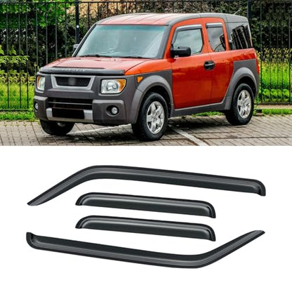 Window Visor for 2003-2011 Honda Element, Rain Guards Shields Vent Deflector Shade Wind Dark Smoke 2004 2005 2006 2007 2008 2009 2010 04 05 06 07 08 09 10, Tape-On, 4PCS - style: For 2003-2011 | Honda Element | Out-Channel