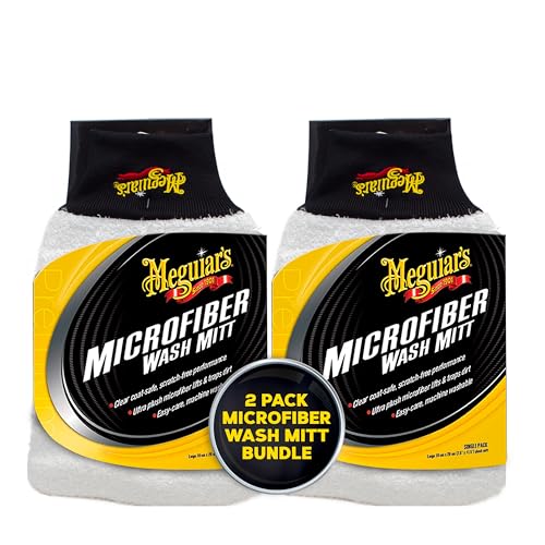 Meguiar's X3002 Microfiber Wash Mitt, Super-Thick, Reusable Wash Mitt for Ultimate Finish, Safe on Clear Coats, Leaving You with A Show Car Finish, (Pack of 2) - style: Microfiber Wash Mitt