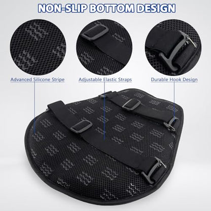 AEROiVi Airflow Pro Motorcycle Seat Pad – Ultra-Breathable 3D Mesh & Quick-Dry Fabric | 1.18" Thick Ergonomic Support | Anti-Slip Silicone Dots | Machine Washable for Easy Cleaning