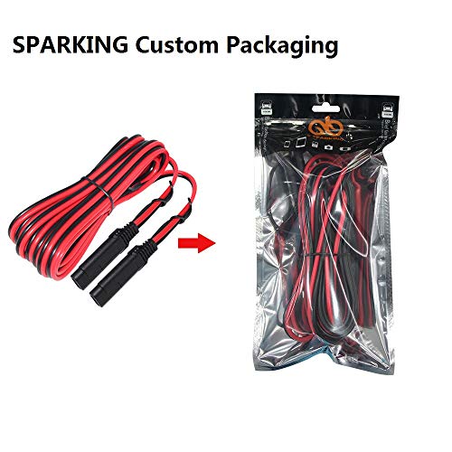 12FT SAE to SAE Extension Cable 16AWG- SAE Extension Cord, SAE 2Pin Bullet Quick Connect 16awg Heavy Duty Wire Harness with Waterproof Cap
