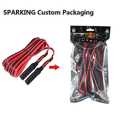 12FT SAE to SAE Extension Cable 16AWG- SAE Extension Cord, SAE 2Pin Bullet Quick Connect 16awg Heavy Duty Wire Harness with Waterproof Cap