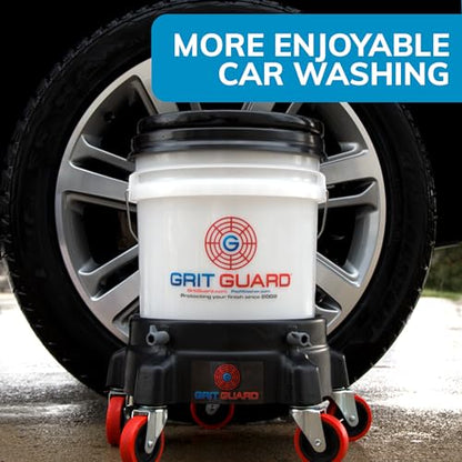 Grit Guard 5 Gallon Washing System | Includes 5 Gallon Bucket, Grit Guard, Bucket Dolly, and Gamma Seal Lid | for Car Wash and Detailing | Blue - Made in the USA - color: Blue