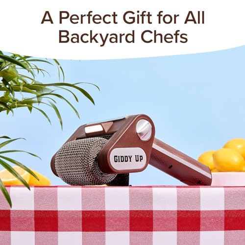 Horsepower Giddy Up GOLD Bristle-Free Spinning Grill Brush w/LED & Longer Run Time, Cordless/Rechargeable, 304 Stainless Steel Power Roller Blasts Away Burnt-On Food, No Bristles No Preheating 350 RPM - style: Extra Battery Life
