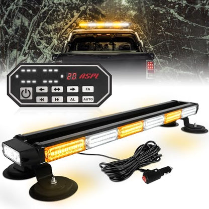 ASPL 26inch 126 LED Emergency Rooftop Strobe Lights Bar w/Controller Double Side Warning Hazard Snow Plow Flashing Light Traffic Advisor Safety Light for Work Trucks Vehicles Tow Pickup(Amber/White) - color: Amber/White