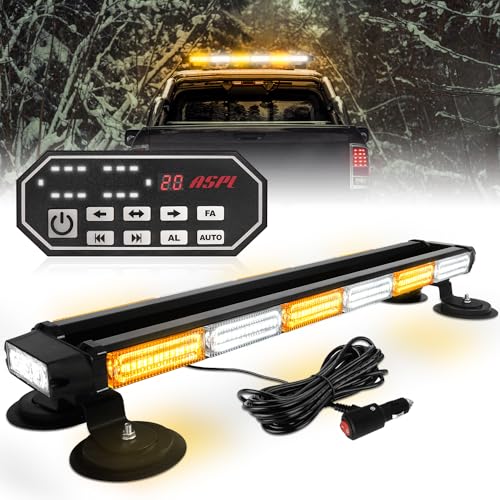 ASPL 26inch 126 LED Emergency Rooftop Strobe Lights Bar w/Controller Double Side Warning Hazard Snow Plow Flashing Light Traffic Advisor Safety Light for Work Trucks Vehicles Tow Pickup(Amber/White) - color: Amber/White