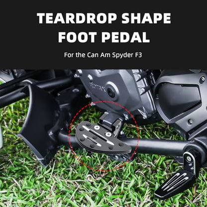 Motorcycle Passenger Footboard Foot Pegs for Can Am Spyder F3/ F3-S/ F3-T 2015+, Anti-Slip Wide Footpegs, Rear Footrest Floorboards, Motorbike Highway Footboard Accessories (Drop Shaped-Rear) - style: Drop Shaped-Rear