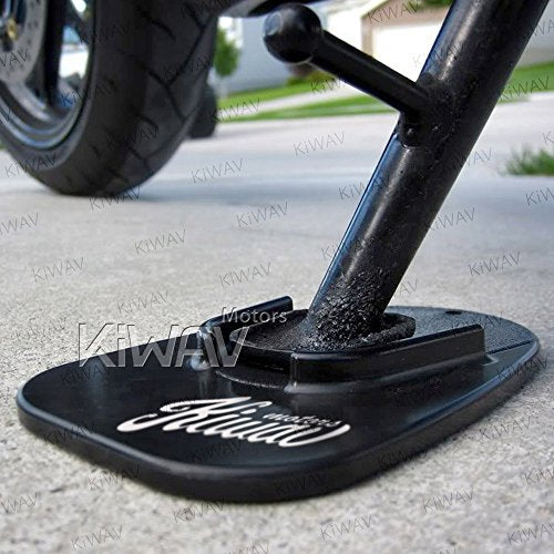 KiWAV Motorcycle Kickstand Pad Plate Support Accessory - Black - Soft Ground, Grass, Hot Pavement, Outdoor Parking, Anti Sinking - color: Black Kickstand Pad