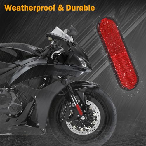 Universal Motorcycle Reflectors Red Safety Reflector Reflective Sticker Compatible with Bike, Bicycle, Trailer, Cars, Trucks, Boat, ATV, Dirt Bike, Driveway