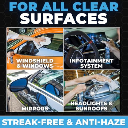 Window and Glass Cleaner Streak Free for Cars - Ammonia Free, Tinted Window Safe, Auto Glass Cleaner for Windows, Mirrors, Navigation Screens; Car, Truck, SUV and Home Use - color: Glass Cleaner