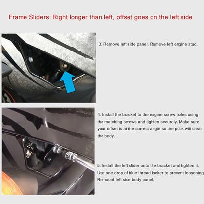 MZS Motorcycle Frame Sliders Compatible with YZF R6 YZF-R6 2008-2016, Falling Anti Crash Protector Guards No Cut Kits Aluminum Black - size: YZF-R6