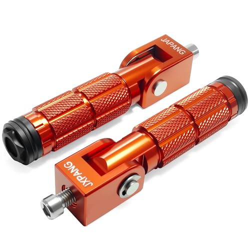 Universal Motorcycle Bicycle Folding Passenger Foot Pegs M8 Rearsets Rear Set Footrests Footpeg Foot Rest Peg Pedals For Bike Install Hole 8mm (A-ZDJT-012-Orange) - color: A-ZDJT-012-Orange