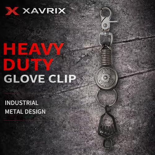 Heavy Duty Glove & Hat Clip with Carabiner, All-Metal Spring Clamp Work Glove Holder for Tool Belt, Harness, Backpack - style: Concho