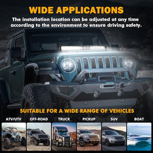 Auxbeam 32 Inch LED Light Bar, P8/270W Chips Dual Row Off Road Lights Flood Spot Combo Driving Work Light, 33000LM Waterproof Offroad Lights with Wiring Harness for SUV ATV UTV Trucks Jeep Pickup - size: 32" 270W